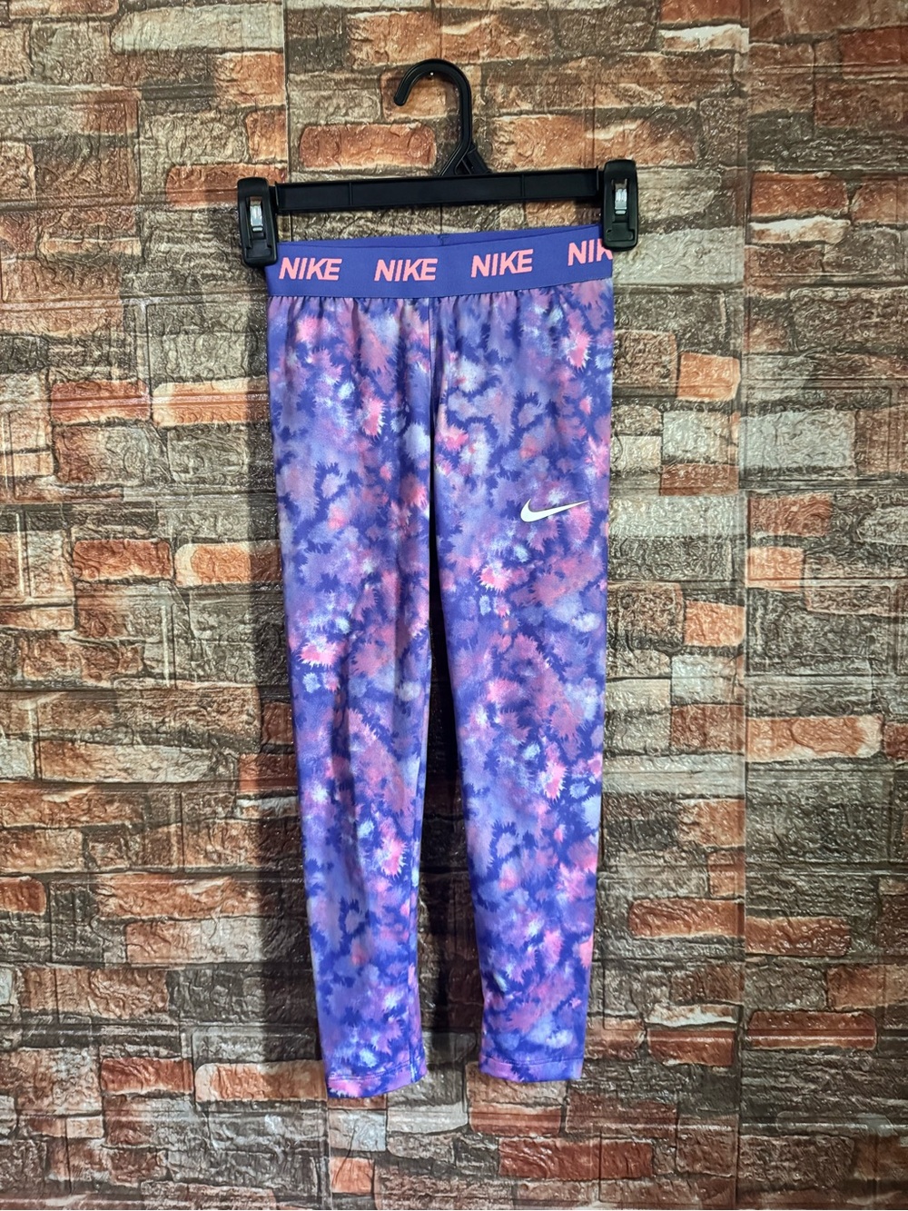 Nike Girls' Purple and Pink Tie-Dye Active Leggings